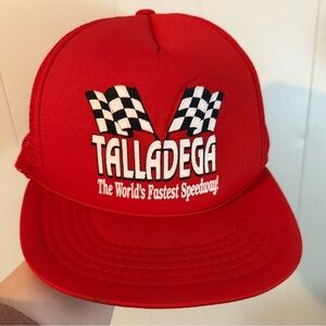 Vintage Red Talladega Speedway Trucker Snapback Hat Mesh Backing